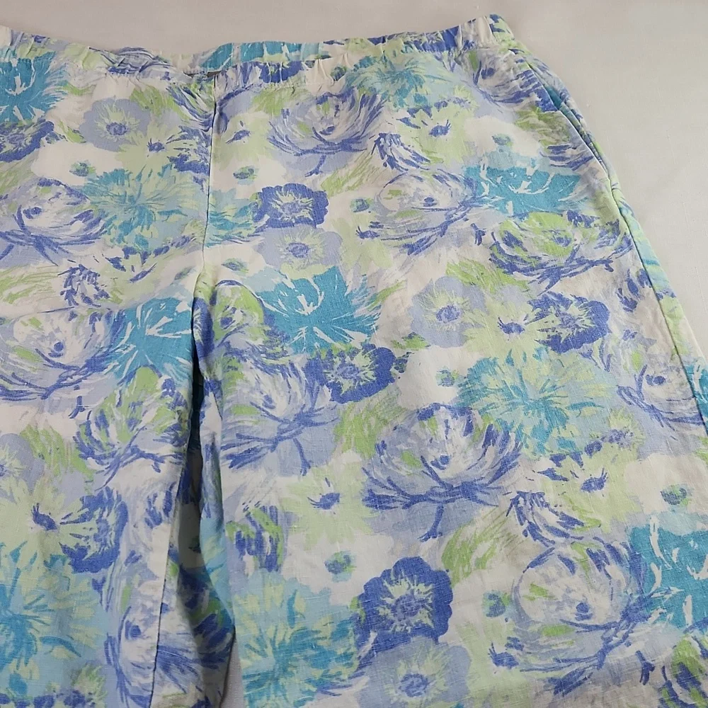 J. Jill floral linen capris cropped pants. Size M - Picture 3 of 10
